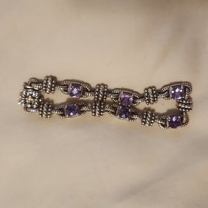 925 Sterling Silver Vintage style Cushion Amethyst Bracelet